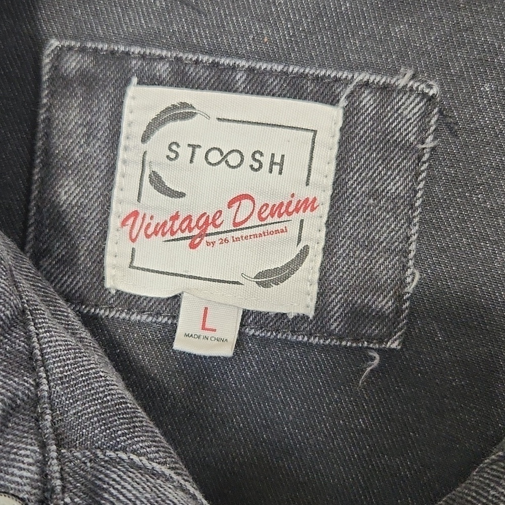 Stoosh Vintage Denim Women's Size L Black/Grey Butterfly Print Cropped Jacket - Picture 14 of 14